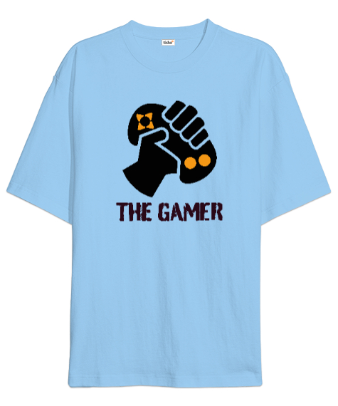 Tisho - The Gamer - Oyuncu Buz Mavisi Oversize Unisex Tişört