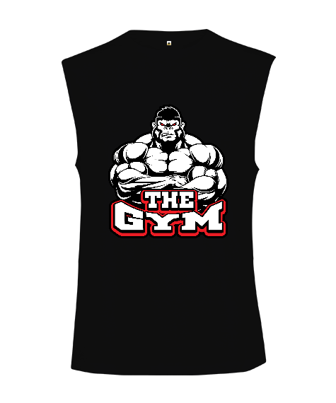 Tisho - The GYM Gorilla Vücut Geliştirme GYM Bodybuilding Fitness Baskılı Kesik Kol Unisex Tişört