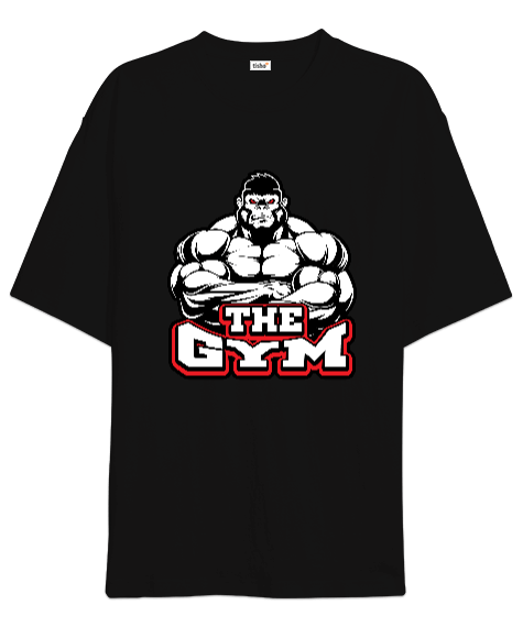 Tisho - The GYM Gorilla Vücut Geliştirme GYM Bodybuilding Fitness Baskılı Oversize Unisex Tişört