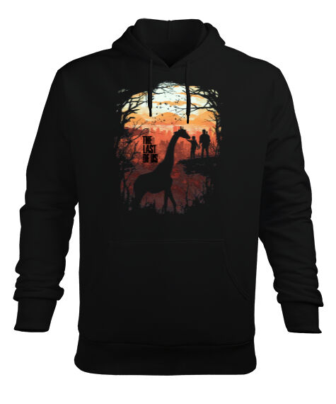 Tisho - The Last of Us Joel ve Ellie Tasarım Baskılı Siyah Erkek Kapüşonlu Hoodie Sweatshirt