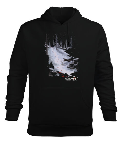 Tisho - The Last of Us - Winter Kış Tasarım Baskılı Siyah Erkek Kapüşonlu Hoodie Sweatshirt