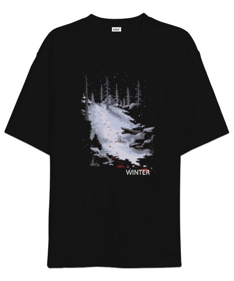 Tisho - The Last of Us - Winter Kış Tasarım Baskılı Siyah Oversize Unisex Tişört