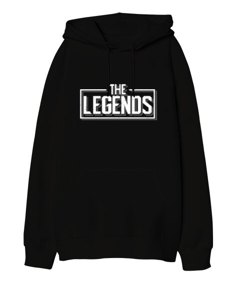 Tisho - The Legends Siyah Oversize Unisex Kapüşonlu Sweatshirt