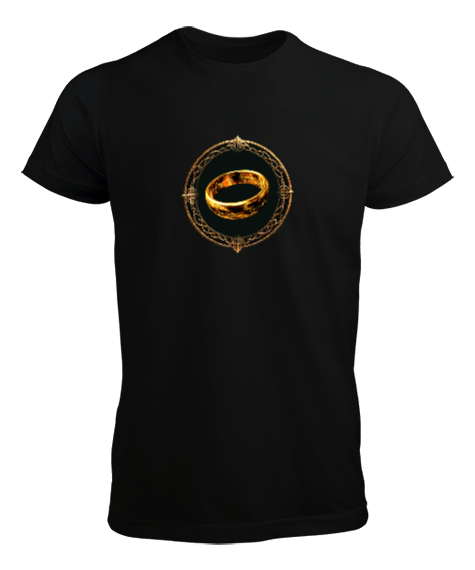 Tisho - The Lord of the Rings Yeni Tasarım-Fanart-Yeni Logo Siyah Erkek Tişört