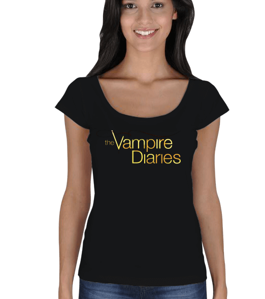 Tisho - The Vampire Diaries Kadın Tişört Kadın Açık Yaka