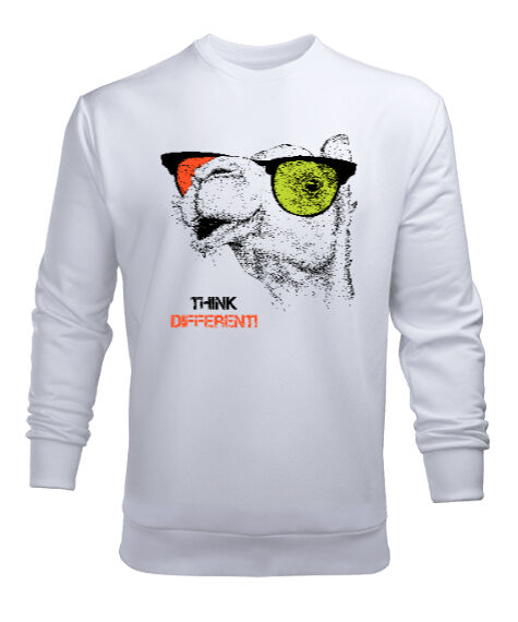 Tisho - Think Different V3 Beyaz Erkek Sweatshirt