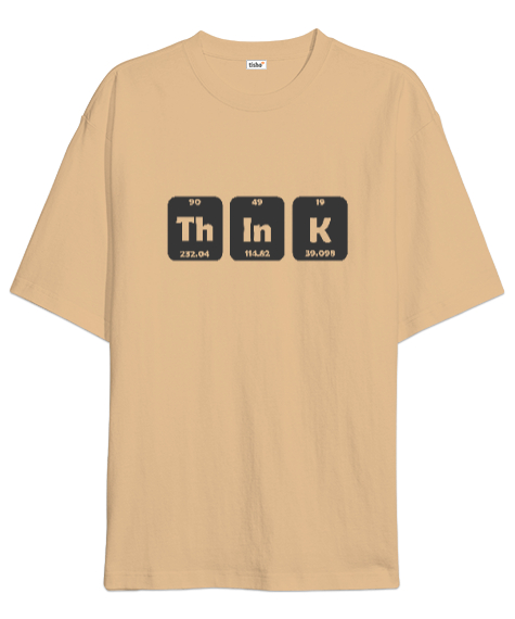 Tisho - Think - Düşün Camel Oversize Unisex Tişört