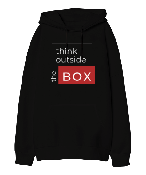 Tisho - Think Outside Oversize Unisex Kapüşonlu Sweatshirt