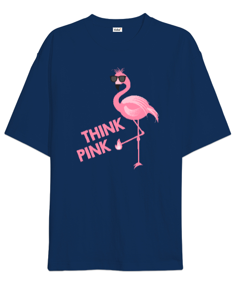 Tisho - Think Pink - Pembe Düşün Lacivert Oversize Unisex Tişört