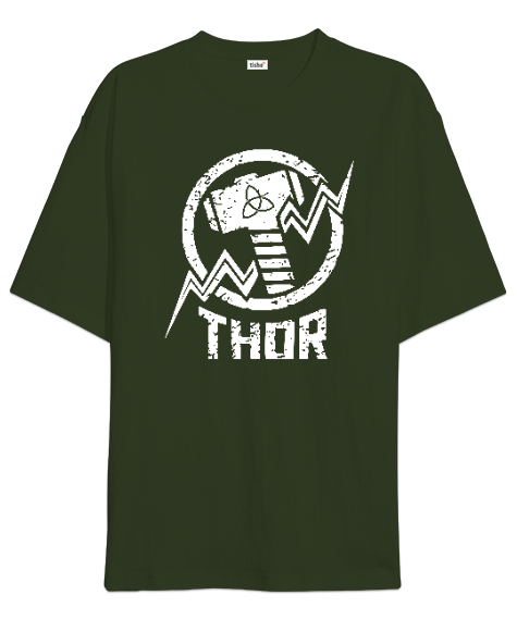 Tisho - Thor - Viking V2 Haki Yeşili Oversize Unisex Tişört