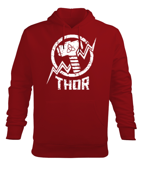Tisho - Thor - Viking V2 Kırmızı Erkek Kapüşonlu Hoodie Sweatshirt