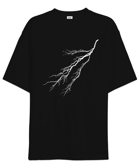 Thunder - Şimşek Siyah Oversize Unisex Tişört