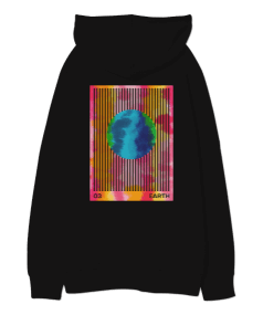 Tie Dye Dünya Oversize Oversize Unisex Kapüşonlu Sweatshirt - Thumbnail