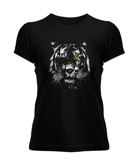 Tisho - Tiger Eye - Kaplan Gözü Siyah Kadın Tişört