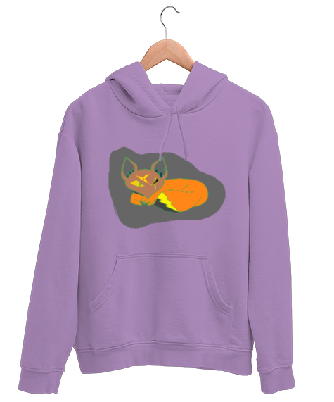 Tisho - Tiki tilki Lila Unisex Kapşonlu Sweatshirt