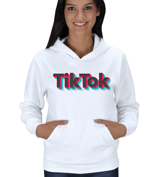 Tisho - Tiktok desenli bayan Sweatshirt Kadın Kapşonlu