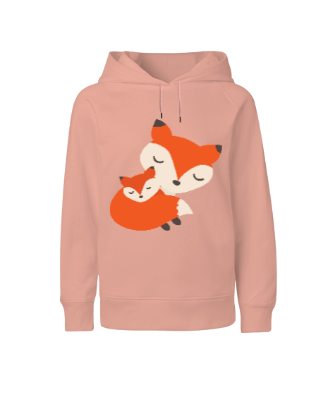 Tisho - Tilki baskılı kız Çocuk Unisex Hoodie Kapüşonlu