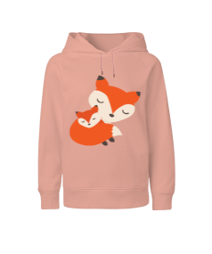 Tilki baskılı kız Çocuk Unisex Hoodie Kapüşonlu - Tisho