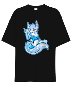 Tilki Baskılı Oversize Unisex Tişört - Tisho