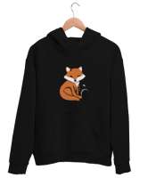 Tilki Siyah Unisex Kapşonlu Sweatshirt - Tisho