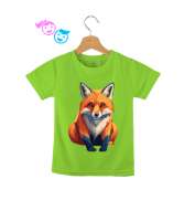 Tilki tasarımlı Fıstık Yeşili Çocuk Unisex - Tisho