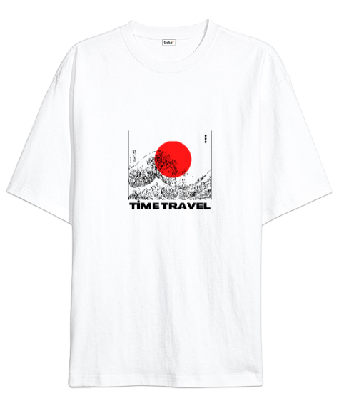 Tisho - Time Travel Beyaz Oversize Unisex Tişört