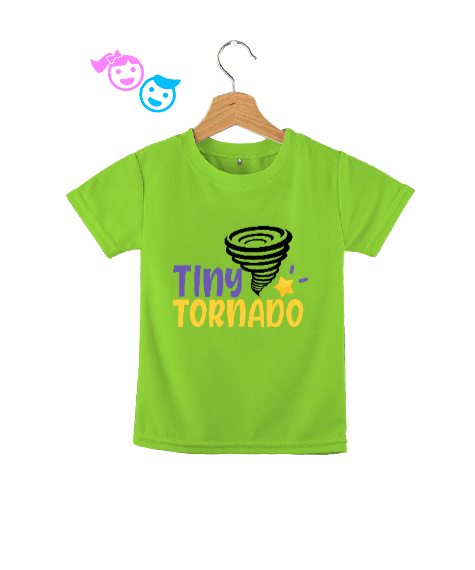 Tisho - Tiny Tornado Baskılı Fıstık Yeşili Çocuk Unisex
