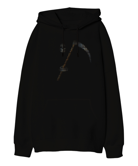 Tisho - Tırpanlı Hacker - Sıfırlar ve Birler Siyah Oversize Unisex Kapüşonlu Sweatshirt