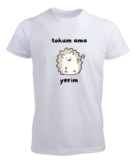 Tisho - Tokum ama Yerim Komik Heyecanlı Köstebek Beyaz Erkek Tişört