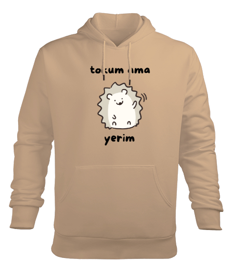 Tisho - Tokum ama Yerim Komik Heyecanlı Köstebek Camel Erkek Kapüşonlu Hoodie Sweatshirt