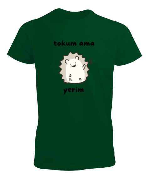 Tisho - Tokum ama Yerim Komik Heyecanlı Köstebek Çimen Yeşili Erkek Tişört