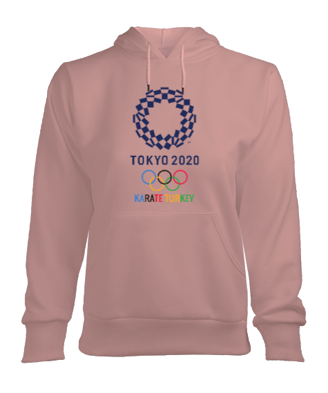 Tisho - TOKYO 2020 KARATE SWEATSHIRT Kadın Kapşonlu Hoodie Sweatshirt