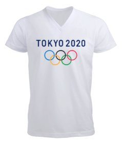TOKYO 2020 KARATE TSHIRT Erkek Kısa Kol V Yaka Tişört - Thumbnail