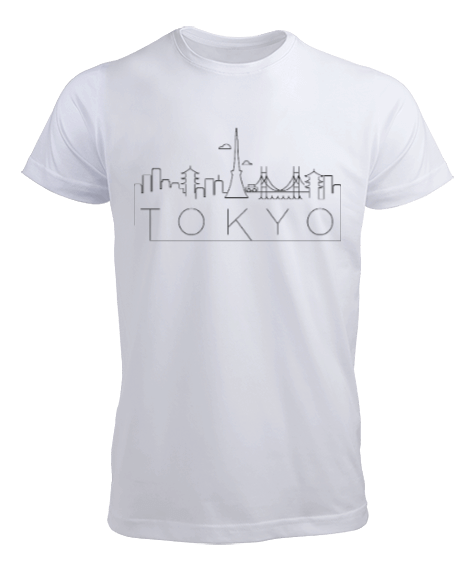Tisho - Tokyo Baskılı Erkek Tişört Beyaz Erkek Tişört