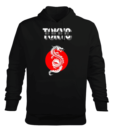Tisho - Tokyo Ejderha Baskılı Erkek Kapüşonlu Hoodie Sweatshirt