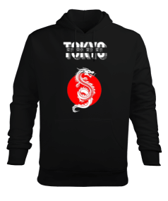 Tokyo Ejderha Baskılı Erkek Kapüşonlu Hoodie Sweatshirt - Tisho