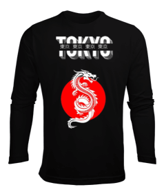 Tokyo Ejderha Baskılı Erkek Uzun Kol Yazlık Tişört - Tisho