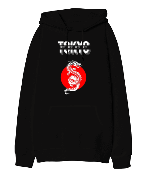 Tisho - Tokyo Ejderha Baskılı Oversize Unisex Kapüşonlu Sweatshirt
