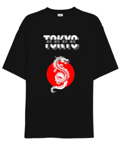 Tokyo Ejderha Baskılı Oversize Unisex Tişört - Tisho