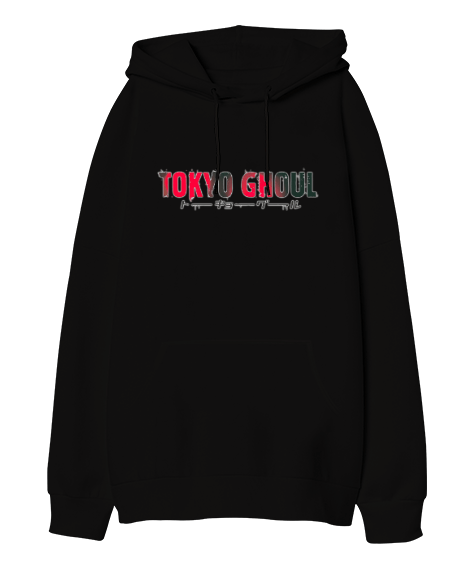 Tisho - tokyo ghoul desenli Oversize Unisex Kapüşonlu Sweatshirt