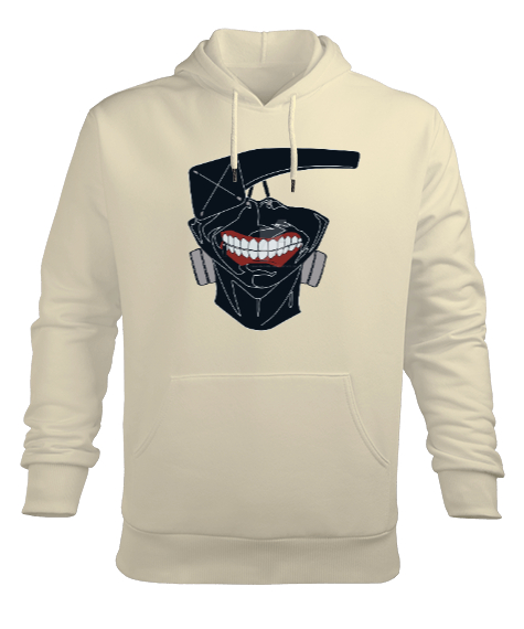 Tisho - Tokyo Ghoul Krem Erkek Kapüşonlu Hoodie Sweatshirt
