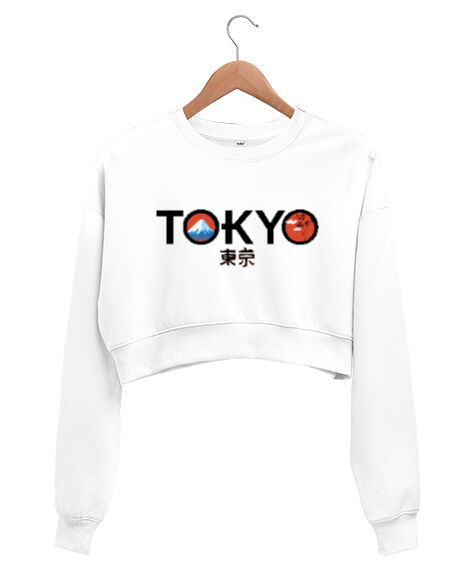 Tisho - Tokyo JPN Beyaz Kadın Crop Sweatshirt