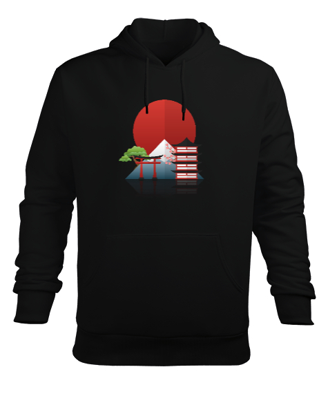 Tisho - TOKYO Siyah Erkek Kapüşonlu Hoodie Sweatshirt