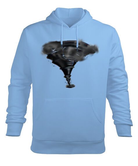 Tisho - Tornado Buz Mavisi Erkek Kapüşonlu Hoodie Sweatshirt