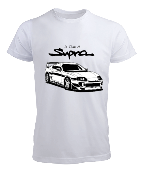 Tisho - Toyota Supra Baskılı Erkek Tişörtü Beyaz Erkek Tişört