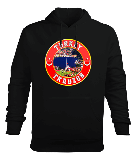 trabzon şehir,Türkiye,Türkiye bayrağı. Erkek Kapüşonlu Hoodie Sweatshirt - Tisho