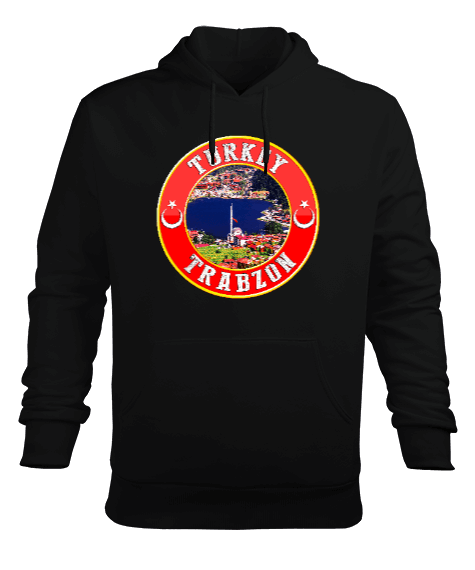 Tisho - trabzon şehir,Türkiye,Türkiye bayrağı. Erkek Kapüşonlu Hoodie Sweatshirt