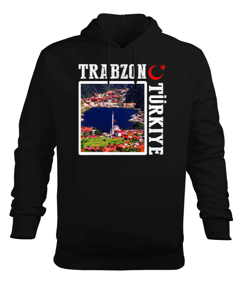 trabzon şehir,Türkiye,Türkiye bayrağı. Erkek Kapüşonlu Hoodie Sweatshirt - Tisho