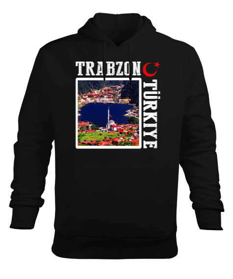 Tisho - trabzon şehir,Türkiye,Türkiye bayrağı. Erkek Kapüşonlu Hoodie Sweatshirt