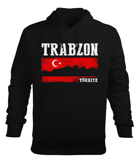 trabzon şehir,Türkiye,Türkiye bayrağı. Erkek Kapüşonlu Hoodie Sweatshirt - Tisho